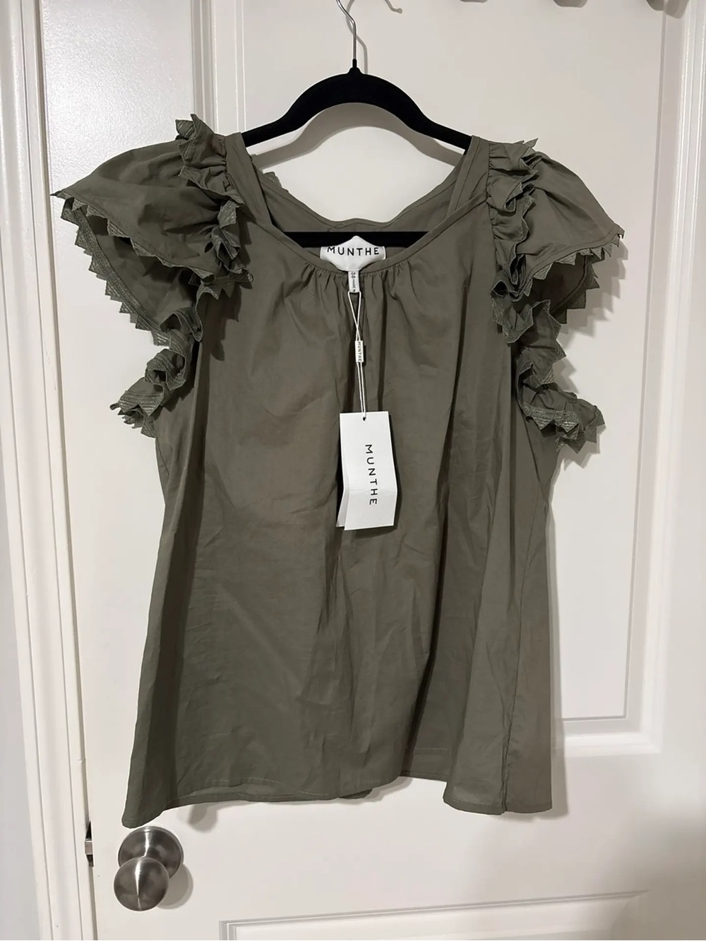 Munthe Hoya blouse features organic cotton construction and delicate ruffle trim